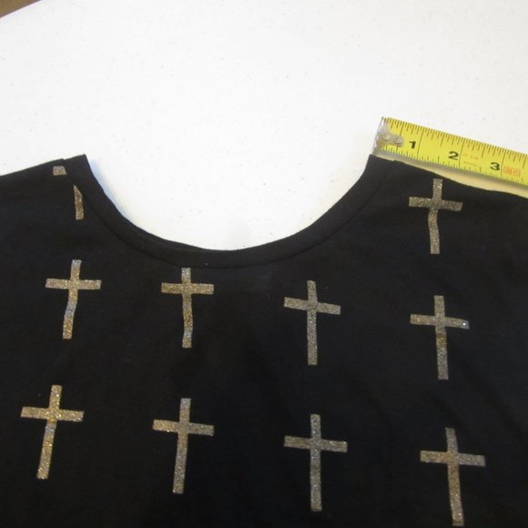 Women's Size S XXI Top with glittery gold crosses - Picture 14 of 16
